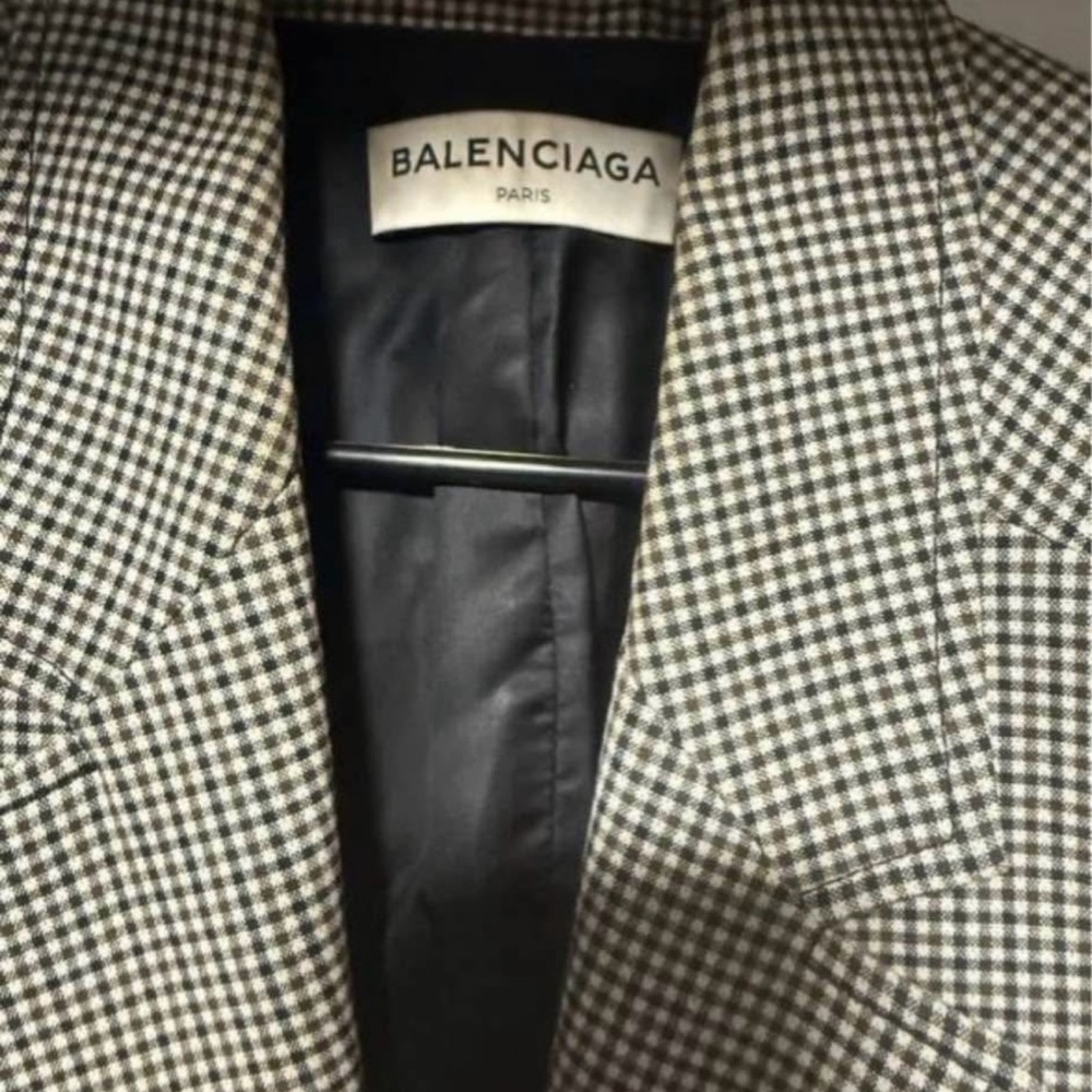Balenciaga Men's Black and White Houndstooth Blazer